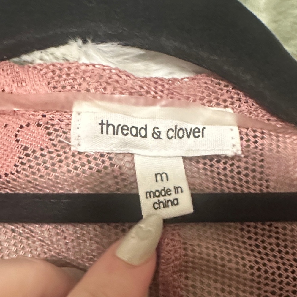 Thread & Clover Pink Lace Mesh  Duster Kimono - Picture 2 of 4